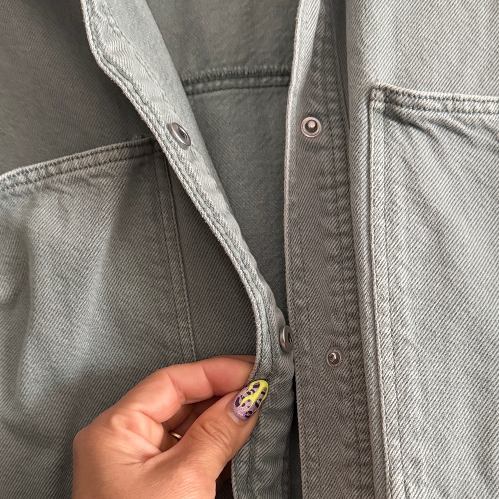 Zara Oversized Light Sage Green Denim Shacket - Picture 5 of 7
